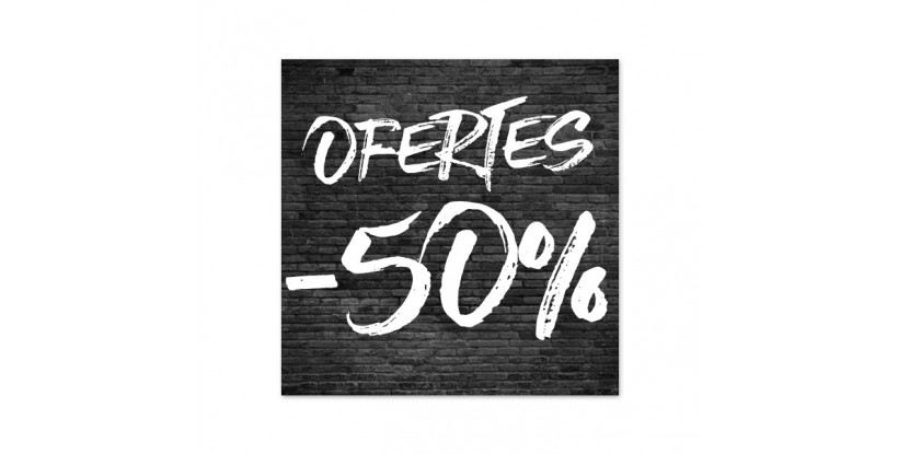 Cartel Ofertas 50% Ladrillo Negro