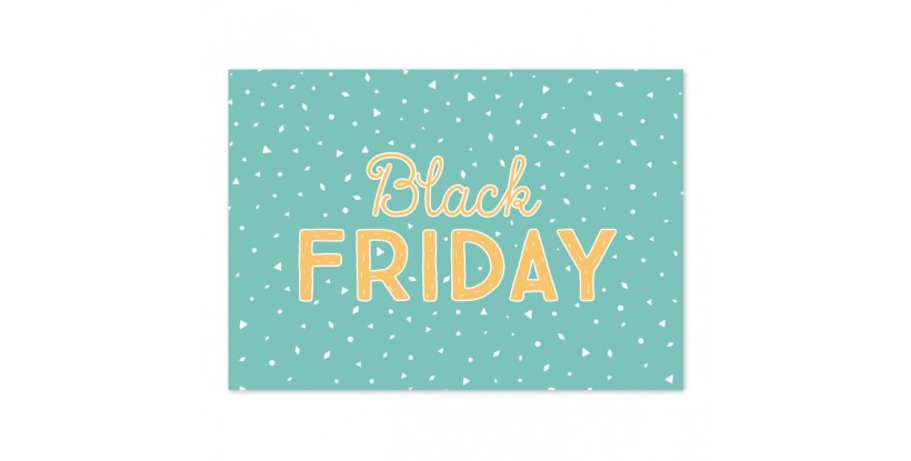 Cartel Black Friday Confetti turquesa