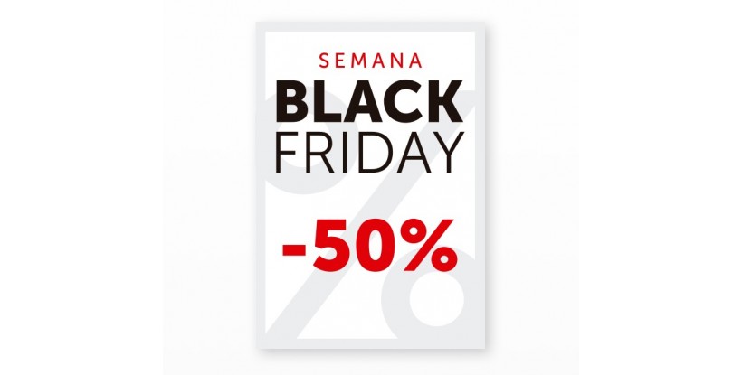 Cartel Black Friday 50% Blanco